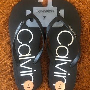 Calvin Klein Black Logo Flip Flops